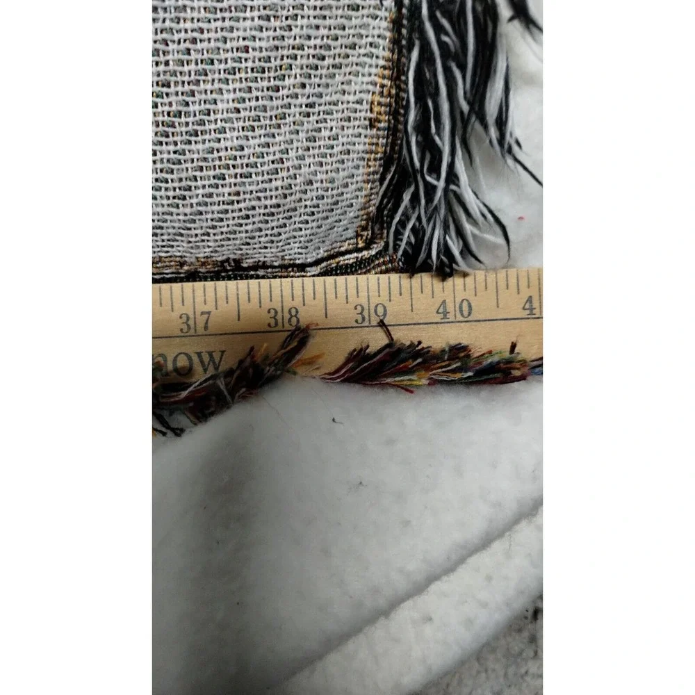 Heidi Salerberg Tapestry Throw Blanket Snowman Winter Scene‎ Fringed